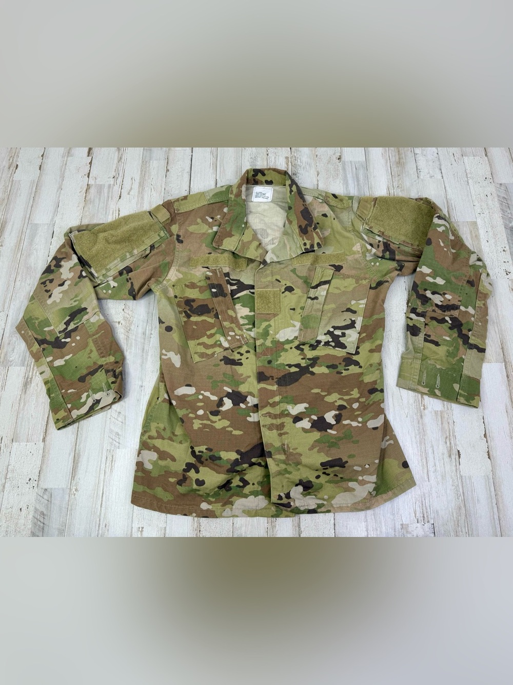 Vintage US Military Shirt Mens 33 Short Camo Cargo Woodland Combat Shacket